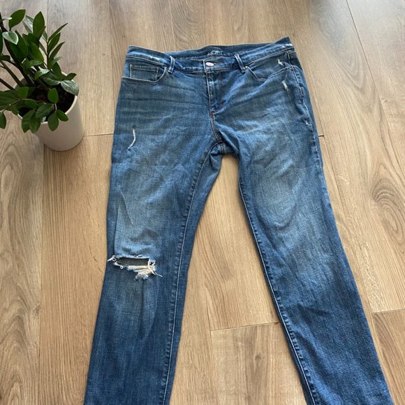 LOFT Blue Distressed "Relaxed Skinny" Jeans - Picture 11 of 14
